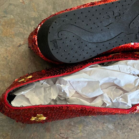 Beverly Feldman Frankie and Baby Red Ruby Slippers Sequin Ballet Flats 8.5 - Picture 6 of 8
